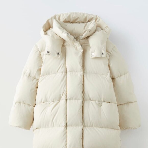 Zara Other - ZARA Girls Longline Down Puffer Coat(Ecru, 13-14 Years)